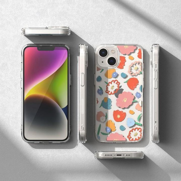 Actual product image Ringke Fusion Design Armored Sleeve Cover with Gel Frame for iPhone 14 Plus transparent (Floral) (FD) (Apple iPhone 14 Plus)