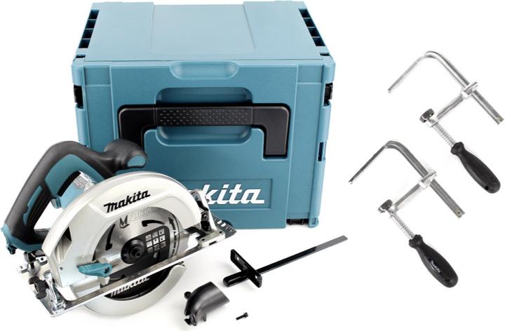 Actual product image Makita HS 7601 J hand-held circular saw 190 mm 1200 W + saw blade + 2x screw clamp + Makpac