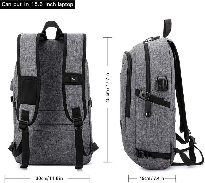 Actual product image Wenig Laptop-Rucksack mit USB-Anschluss, Anti-Diebstahl-Schutz (30 l)