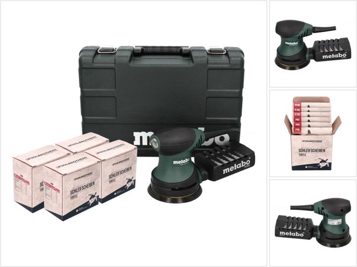 Metabo FSX 200 Intec Exzenterschleifer 240 W 125 mm + 4x Toolbrothers TURTLE Schleifset + Koffer (Exzenterschleifer, 240 W)
