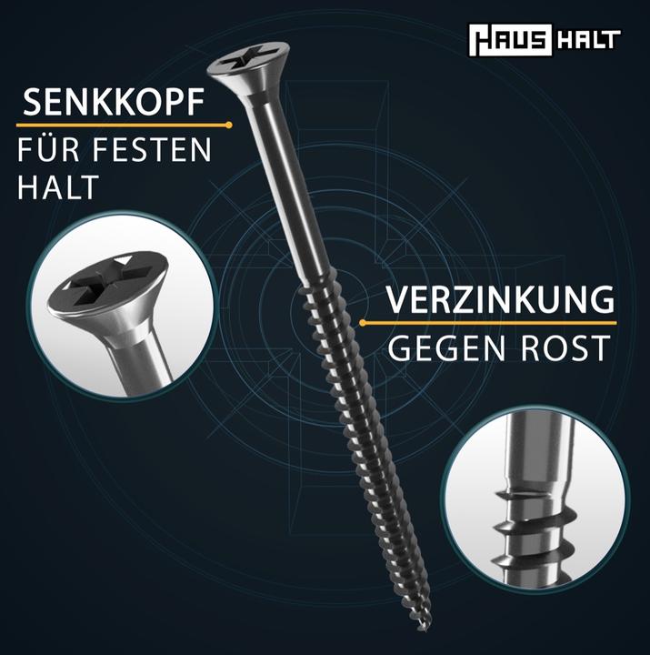 Actual product image Haushalt Universal wood construction screw wood screw 6,0 x 50 mm PZ3 400 pcs ( 2x 000051371227 ) silver (400 Screws per piece)