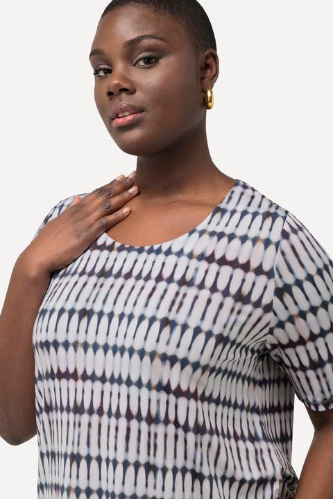 Immagine prodotto Ulla Popken Maglia in tessuto fluente con taglio svasato, stile batik, scollo rotondo e mezze maniche (42, 44)