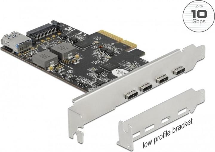 Actual product image Delock PCI Express x4 card to 4 x USB Type-C™ + 1 x USB Type-A