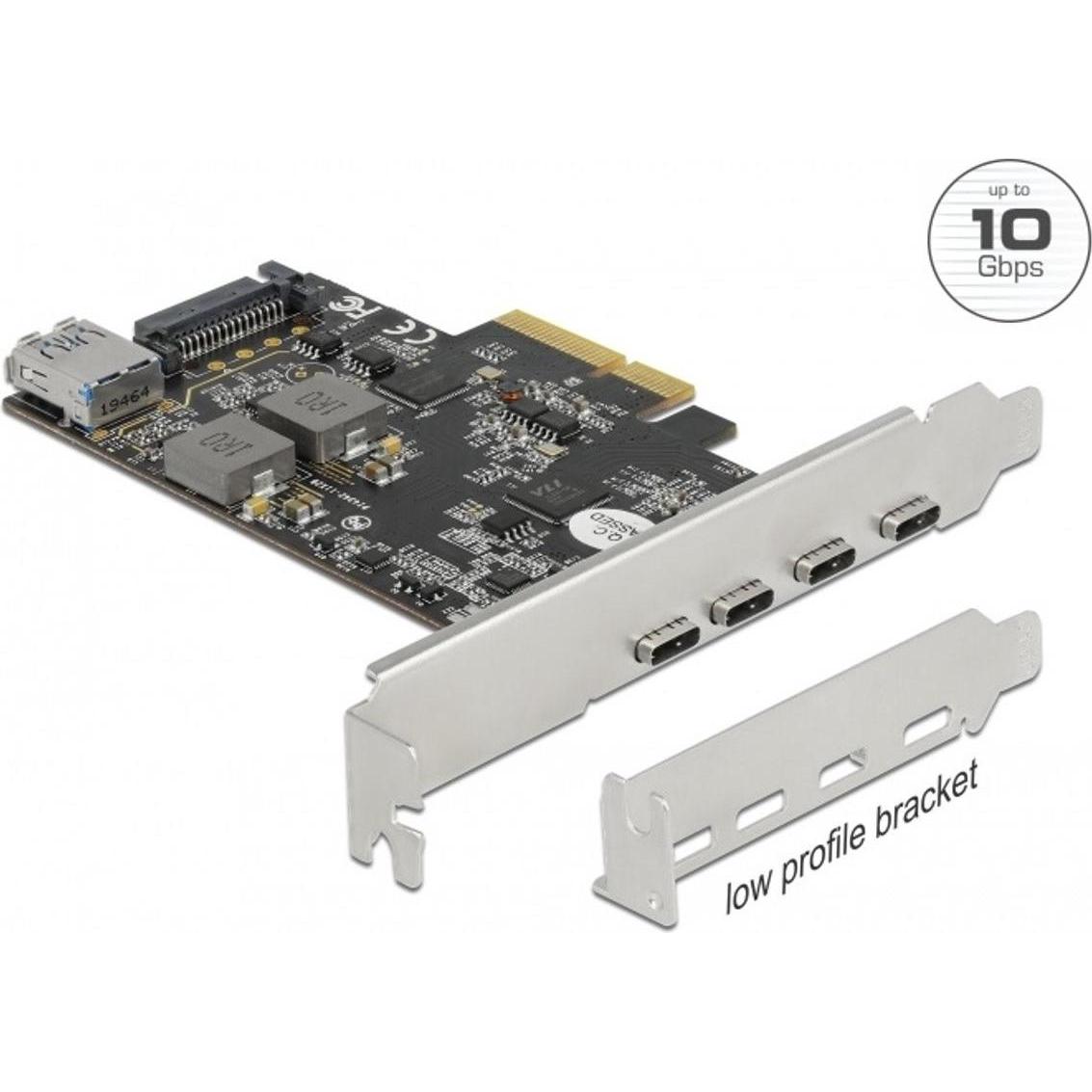 Delock Scheda PCI Express x4 a 4 x USB Type-C™ + 1 x USB Type-A, Scheda controller