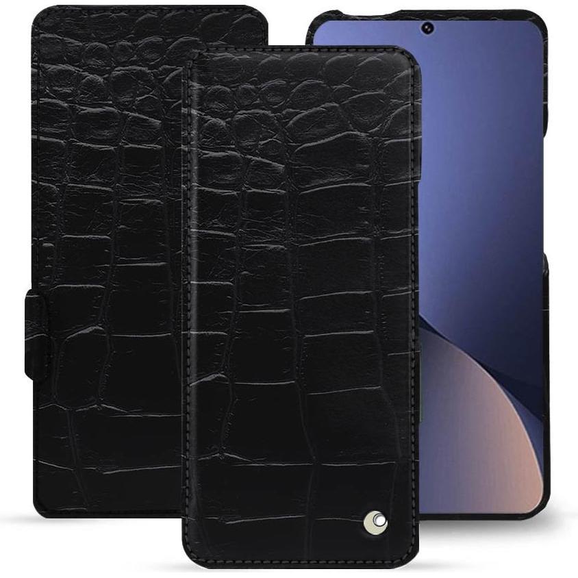 Noreve Lederschutzhülle horizontal (Xiaomi 12 Pro), Smartphone Hülle, Schwarz