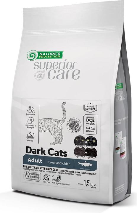 Image du produit Nature's Protection Dark Cats Grain Free Herring Adult All Breeds, 1.5kg (Adulte, 1 pcs, 1500 g)