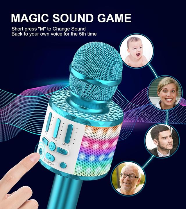 Produktbild MicQutr Karaoke-Mikrofon mit Bluetooth und LED Lichtern