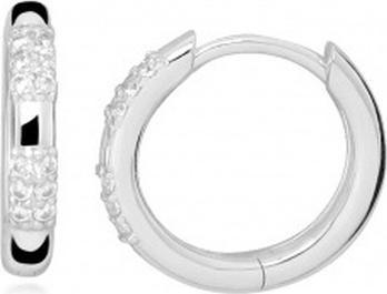 Actual product image Silver Cat Minimalist silver earrings with cubic zirconia SC511 (Silver)