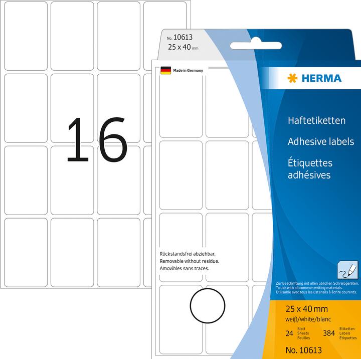 Image du produit HERMA Étiquettes amovibles à usage multiple