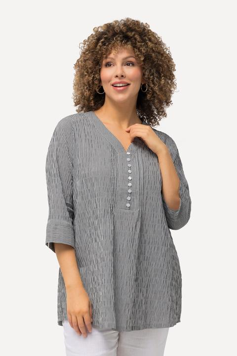Actual product image Ulla Popken Textured Stripe Pintuck Blouse (50, 52)