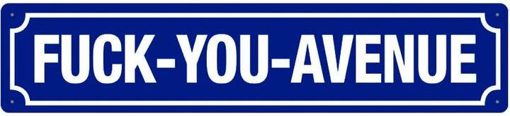 Tin Sign Fuck You Avenue (46 x 10 cm)