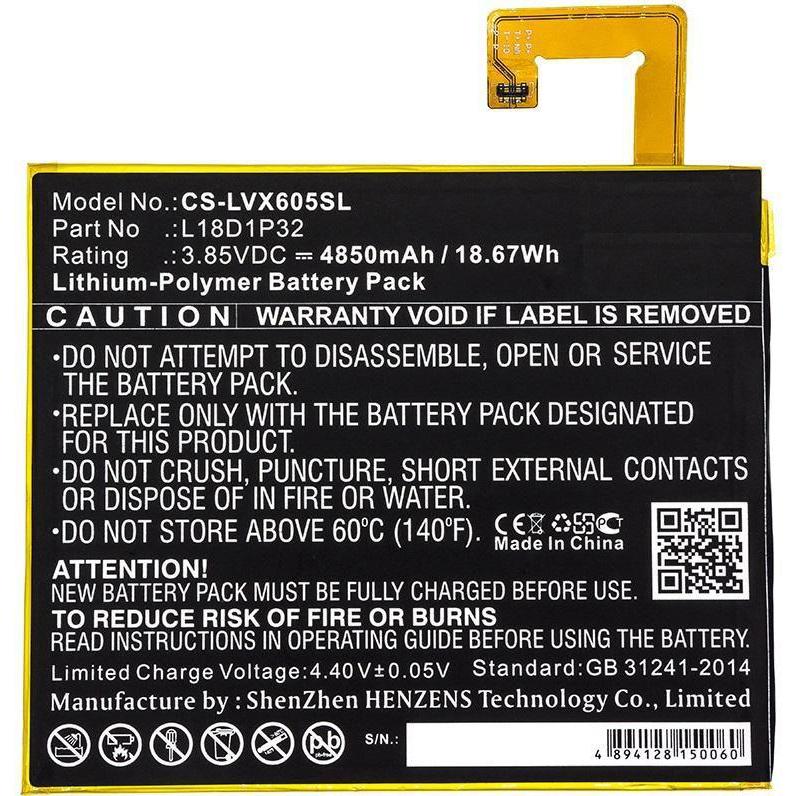 CoreParts Battery for Lenovo Tablet (4850 mAh), Notebook Akku, Schwarz