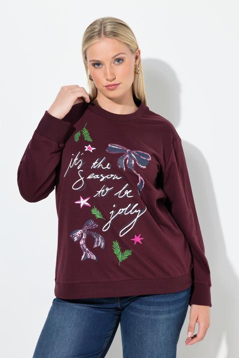 Produktbild Ulla Popken Weihnachts-Sweatshirt, Schleifen, Rundhals, Langarm (54)