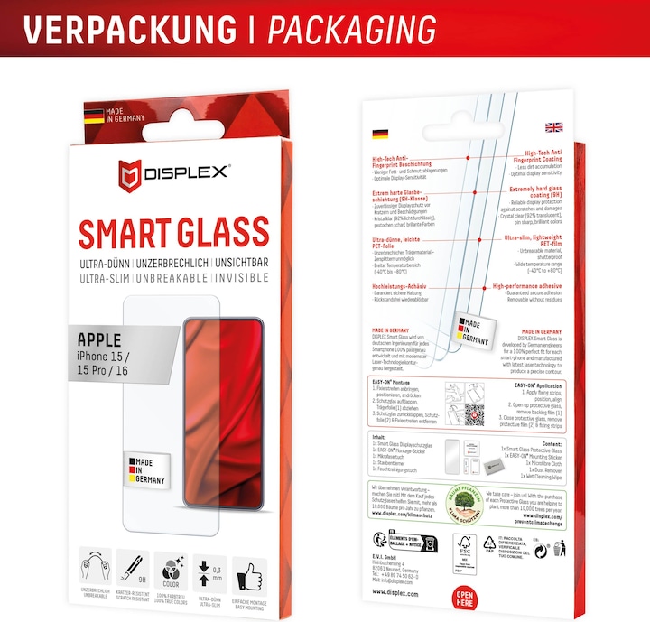 Produktbild Displex Smart Glass, Displayschutzfolie (1 Stück, Apple iPhone 16)