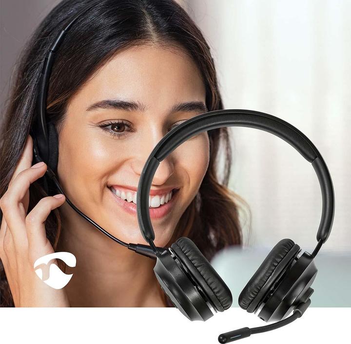 Image du produit Nedis Casque pour PC | Sur l'oreille | Stéréo | Bluetooth | Microphone pliable | Noir (Sans fil, USB-C)