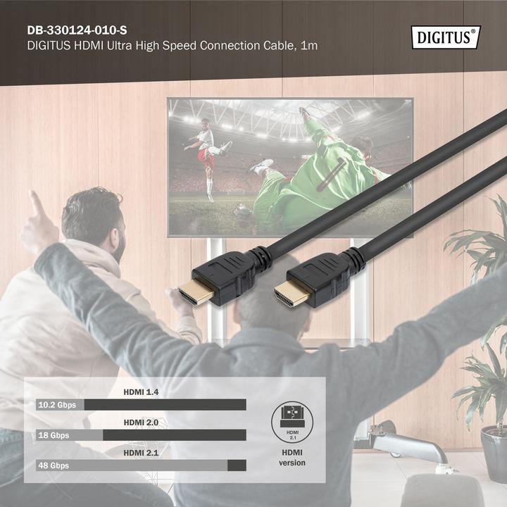 Productafbeelding Digitus HDMI Ultra Hoge Snelheid Verbindingskabel, Type A St/St (1 m, HDMI, 2.1)