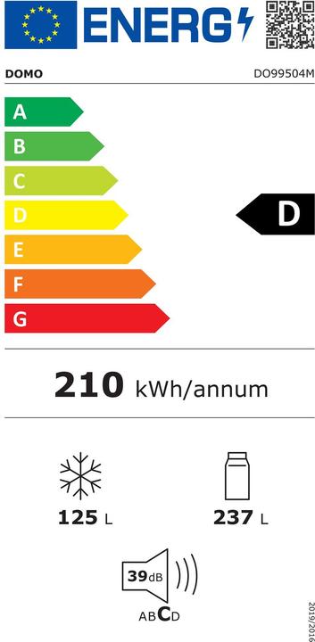 Energie-Label Domo Frigorifero Congelatore a Quattro Ante (362 l)