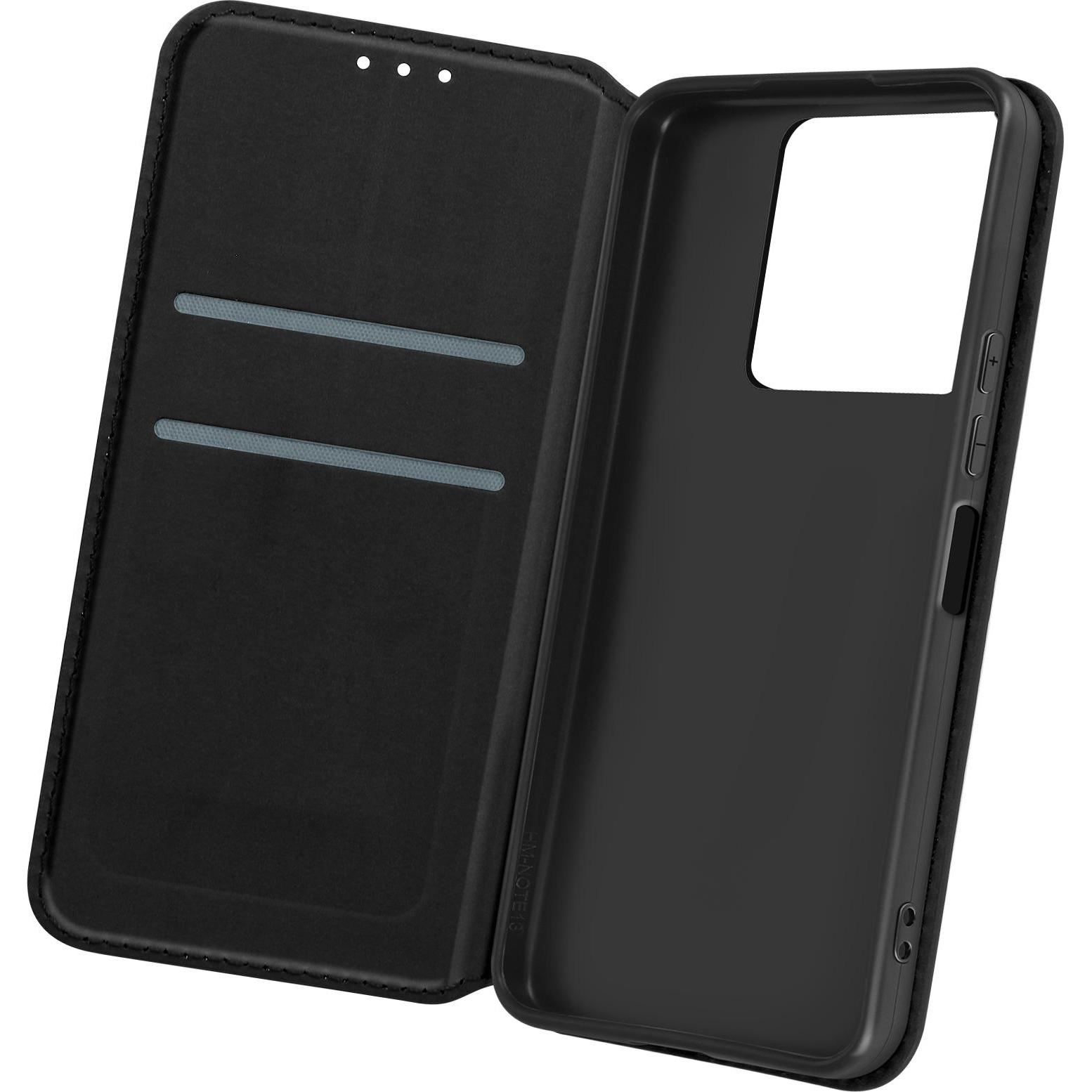 Avizar Classic Edition, Backcover mit Magnetklappe Series (Xiaomi Redmi Note 13), Smartphone Hülle, Schwarz