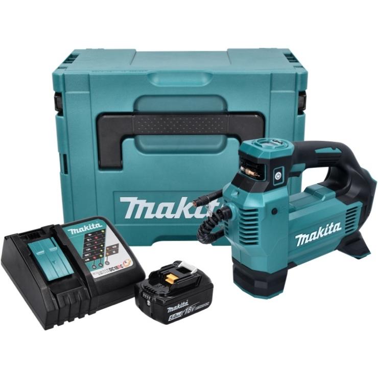 Thumbnail - Makita, Kompressor, DMP 181 RT1J Akku Kompressor 18 V 11,1 bar + 1x Akku 5,0 Ah + Ladegerät + Makpac (11.10 Bar)