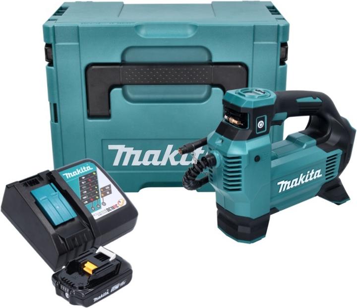 Actual product image Makita DMP 181 RA1J Battery compressor 18 V 11.1 bar + 1x battery 2.0 Ah + charger + Makpac (11.10 bar)