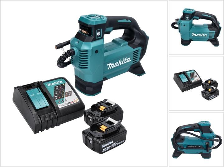 Actual product image Makita DMP 181 RT Battery compressor 18 V 11.1 bar + 2x battery 5.0 Ah + charger (11.10 bar)