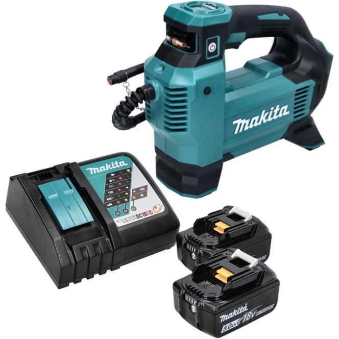 Thumbnail - Makita, Kompressor, DMP 181 RT Akku Kompressor 18 V 11,1 bar + 2x Akku 5,0 Ah + Ladegerät (11.10 Bar)