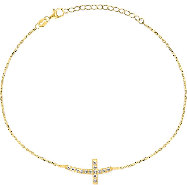 Brilio Silver - Timeless gold-plated cross bracelet BRC25Y