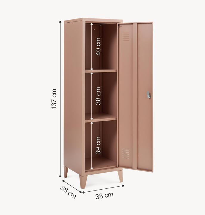 Actual product image En.Casa Einzelspind Kurikka 137x38x38 cm Hellbraun (38 x 38 x 137 cm)