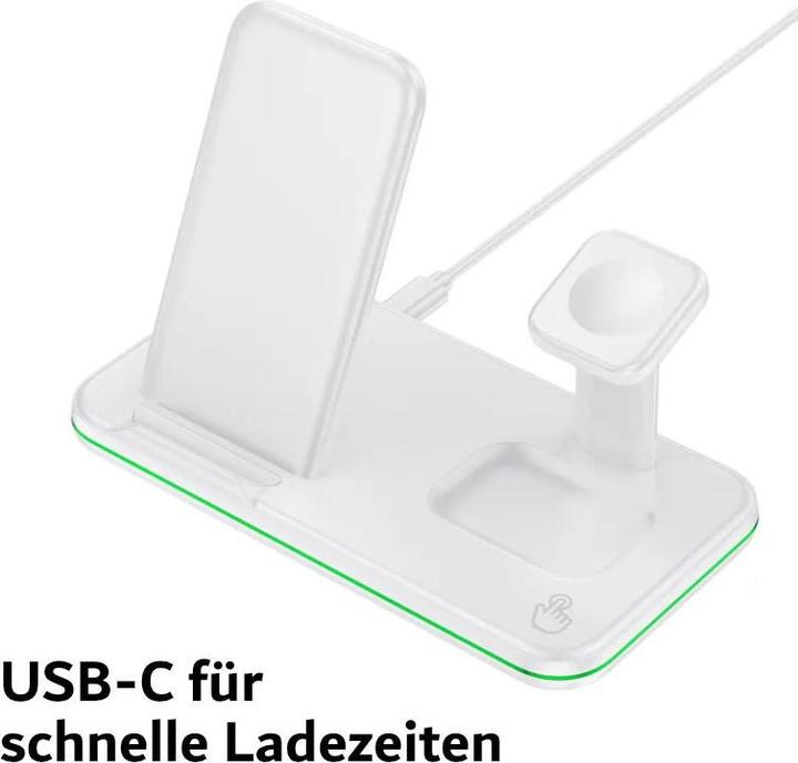 Immagine prodotto Hermex Stazione di ricarica 3 in 1 per smartphone Smartwatch Cuffie Docking Station (15 W)