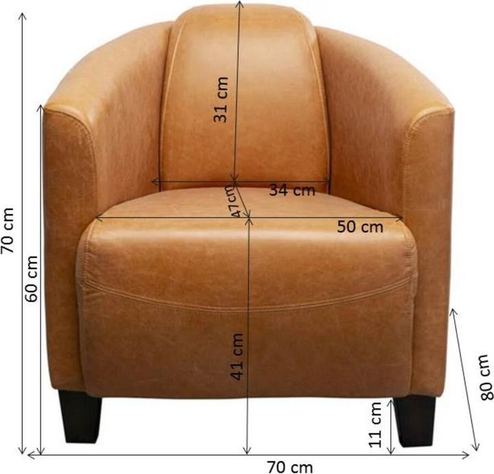 Actual product image Kare Design Armchair Cigar Lounge Smart leather light brown