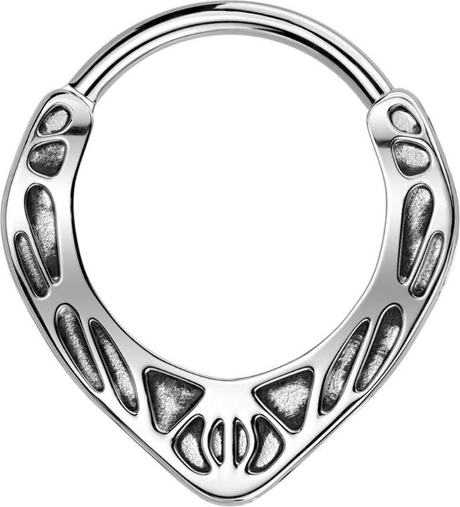 Immagine prodotto Star Piercing Micro Segmentring klappbar silber tribal Muster (senza ottone, Acciaio chirurgico 316L)
