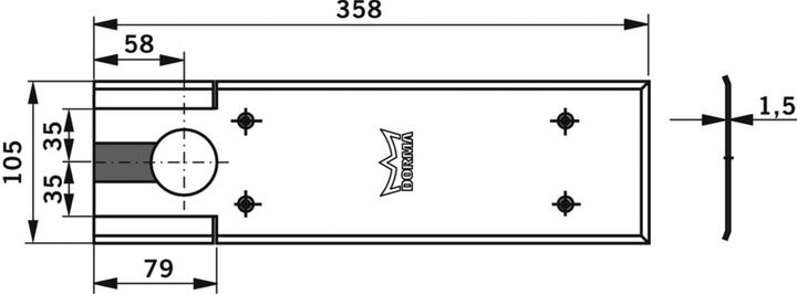 Actual product image Dormakaba Cover plate for BTS 75V / 80 (Entrance door, French window, Room door, Wooden door, Indoor)