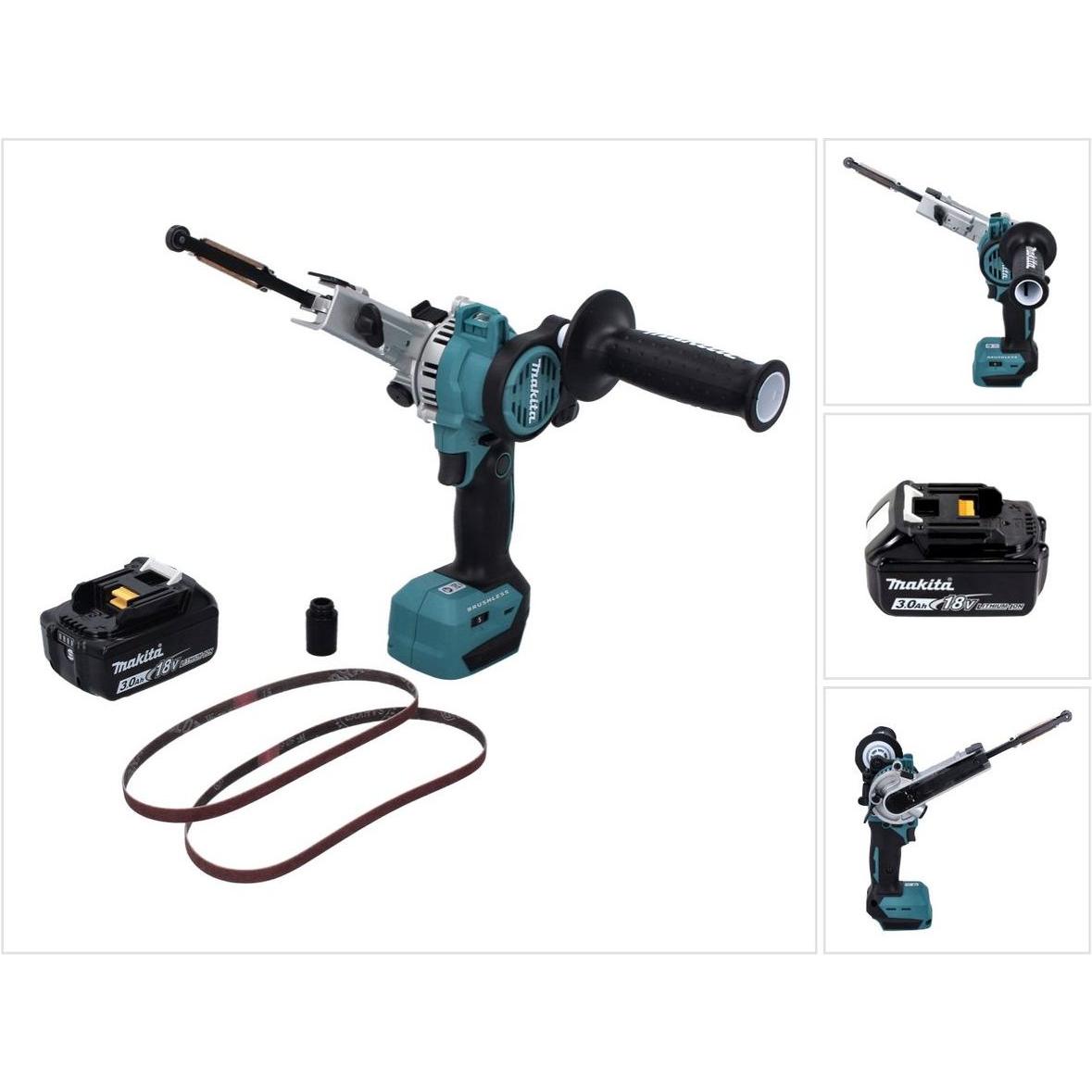 Makita, Schleifmaschine + Poliermaschine, DBS 180 F1 Akku Bandfeile 18 V 9 x 533 mm Brushless + 1x Akku 3,0 Ah - ohne La...