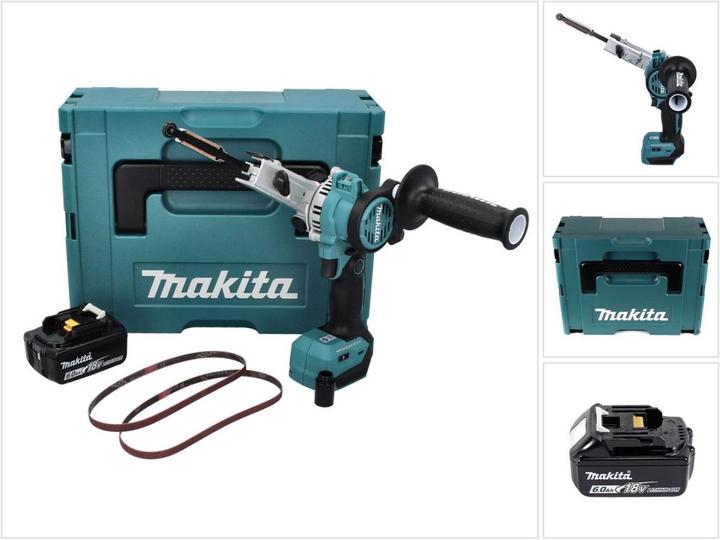 1x Makita DBS 180 lime à bande sans fil 18 V 9 x 533 mm Brushless + 1x batterie 6,0 Ah + Makpac - sans chargeur