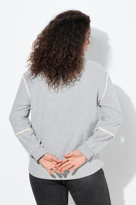Produktbild Ulla Popken Sweatshirt, Ziernähte, Oversized, V-Ausschnitt, Langarm (54)