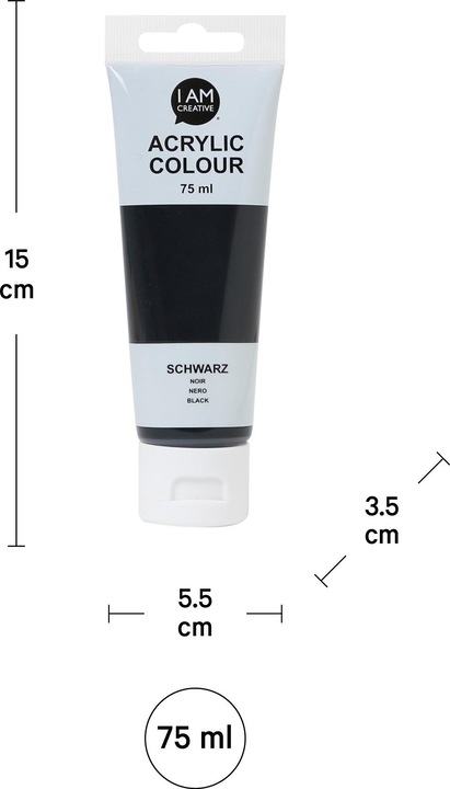 Produktbild I Am Creative Basic Acryl, Acrylfarbe auf Wasserbasis, 75 ml (Schwarz, 75 ml)