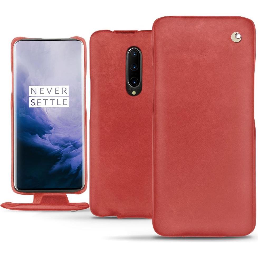 Noreve Lederschutzhülle vertikal (OnePlus 7 Pro), Smartphone Hülle, Rot