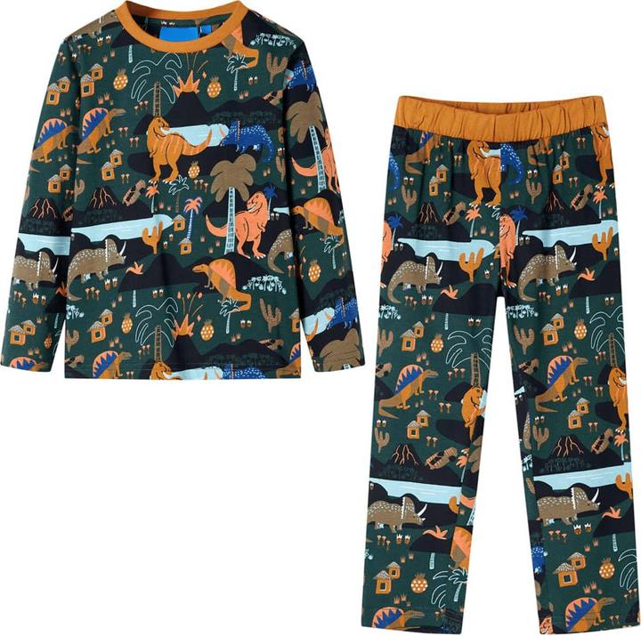 Image du produit VidaXL Pyjama enfant manches longues Vert foncé 128,Matériel (128)