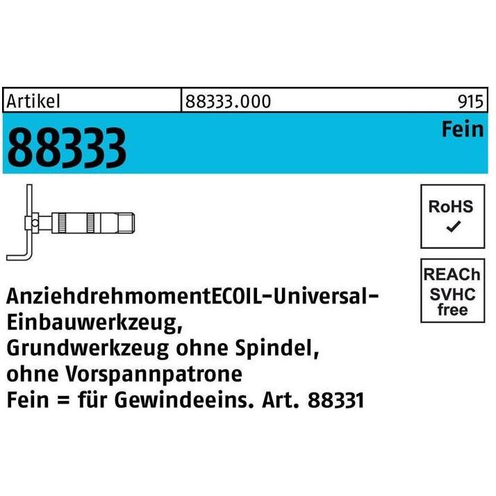 Amecoil, Gewindeschneider + Gewindebohrer, Einbauwerkzeug R 88333 Grundteil NR. 4 M14 -M16 Stahl