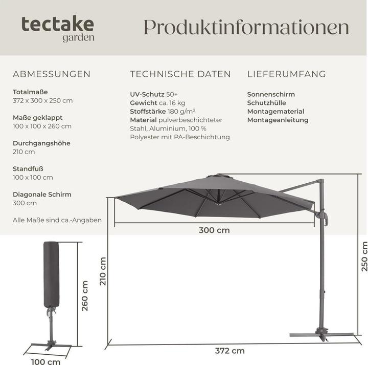 Produktbild tectake Ampelschirm (3 m)