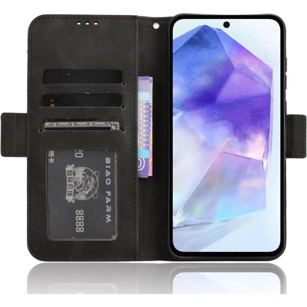 Thumbnail - Cover-Discount Galaxy A55 - Etui mit vielen Kartenfächer schwarz (Samsung Galaxy A55), Smartphone Hülle, Schwarz