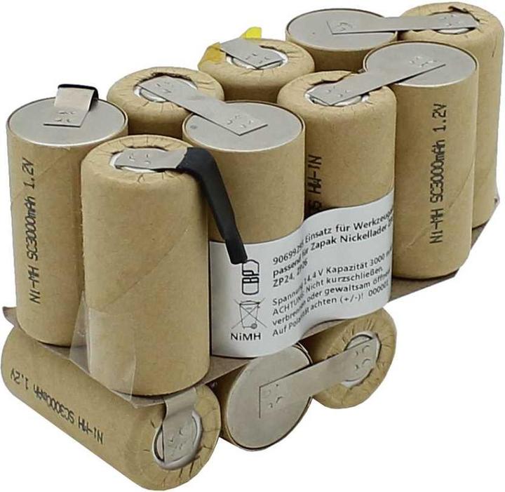 Produktbild AccuCell Einsatz für Werkzeugakku NiMH 14,4V 3,0Ah zum Selbsteinbau passend für Zapak Nickellader ZP22 (14.4 V)