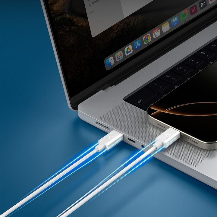 Immagine prodotto Spigen - Data Cable Essential (EB6020CC) - Fast Charging, 2x Type-C, 60W, 480Mbps, 2m - White (2 m, USB 2.0, 60 W)