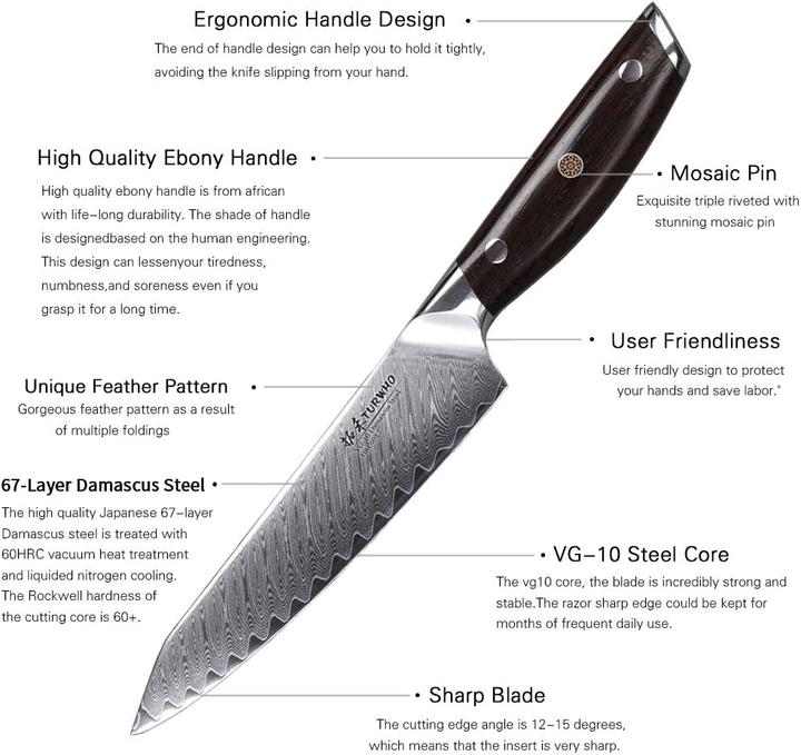 Produktbild Turwho 5 Zoll Damastmesser (13 cm)