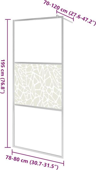 Actual product image vidaXL Duschwand (195 cm, 80 cm, 195 cm)