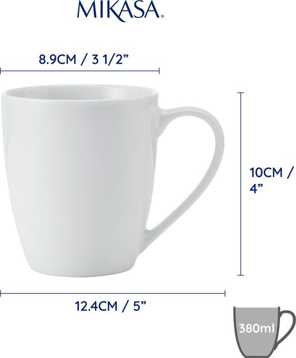 Actual product image Mikasa Chalk Porcelain Mugs, Set of 4, 380ml, White (0.38 l, 4x)