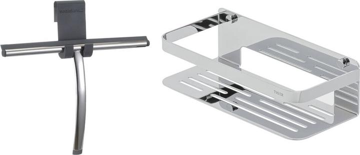 Actual product image Tiger Caddy shower basket 24 cm with window wiper including glass hook chrome / stainless steel poli