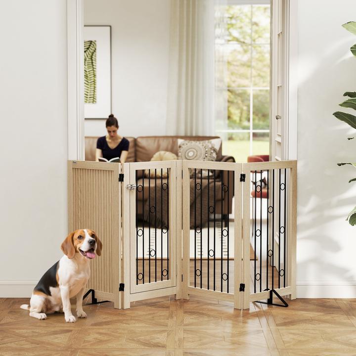Immagine prodotto PawHut Absperrgitter Hund MDF, Stahl Eiche