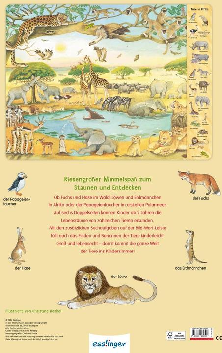 Produktbild Das Riesen-Tiere-Wimmelbuch (Deutsch, Christine Henkel, 2024)