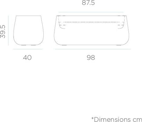 Valeurs nutritives et ingrédients Newgarden CAMELIA Large Cache-pot, bac XXL grand plateau 98x39x39cm blanc 102L extérieur (39 cm)